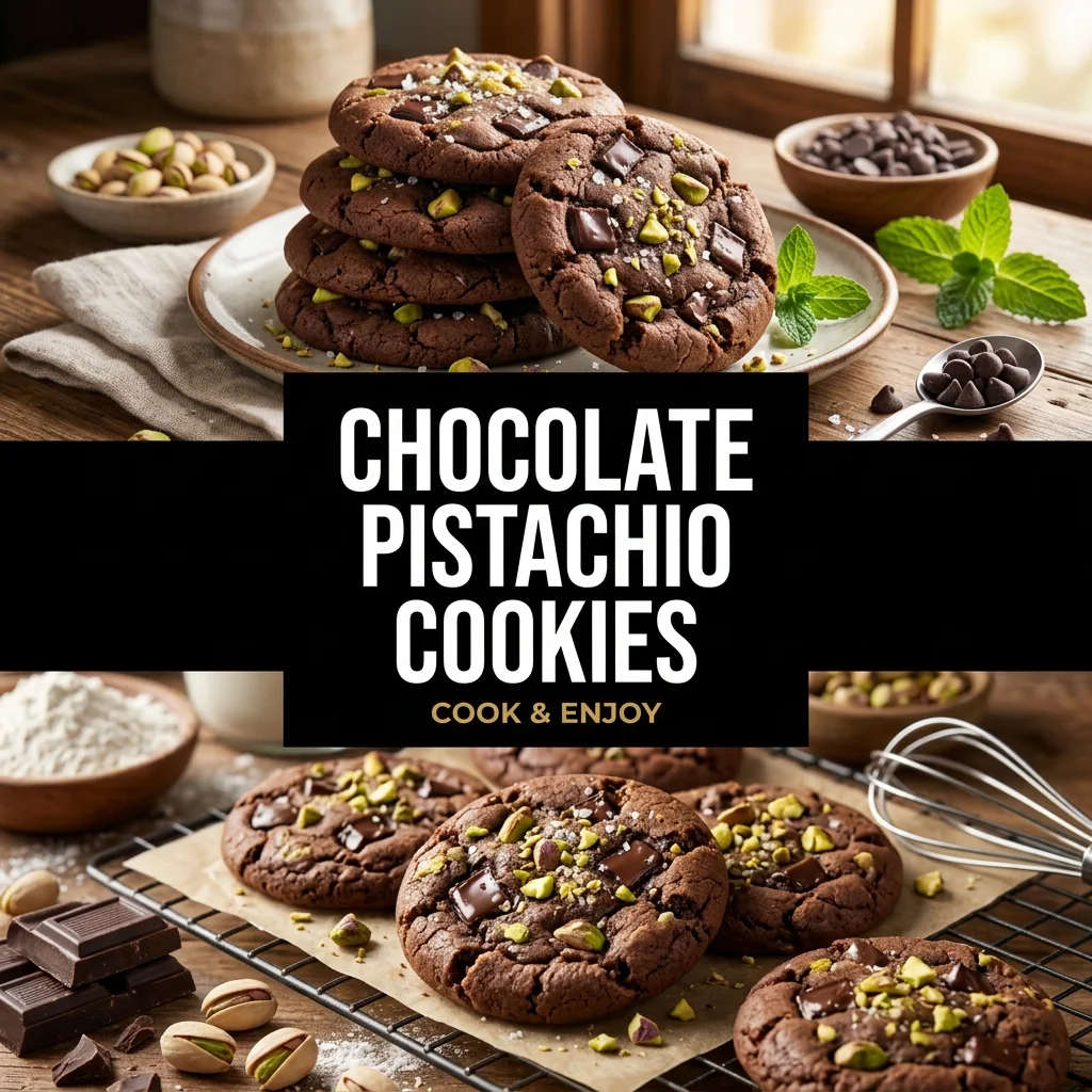 Chocolate Pistachio Cookies recipe poster