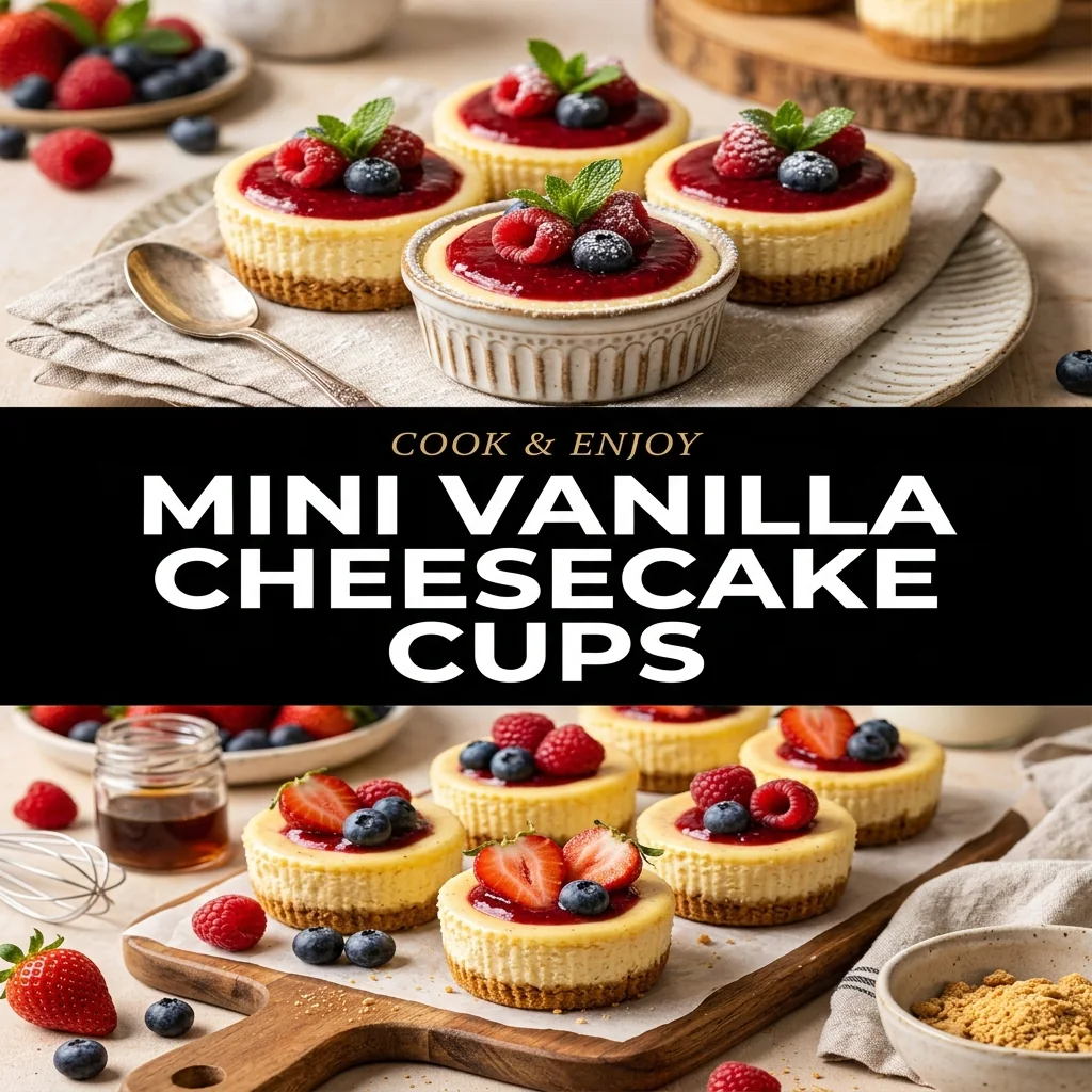 Mini Vanilla Cheesecake Cups recipe poster
