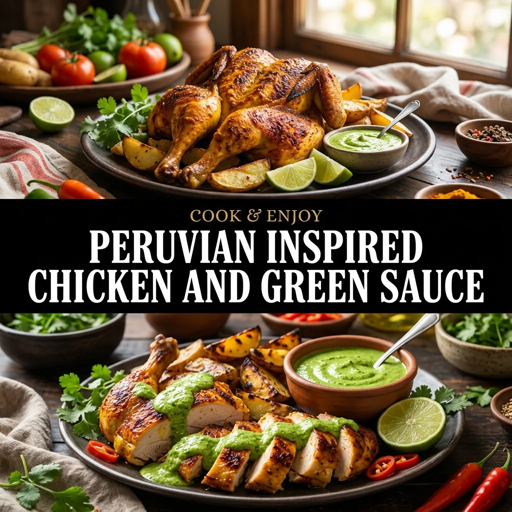 Peruvian Inspired Chicken and Green Sauce recipe poster