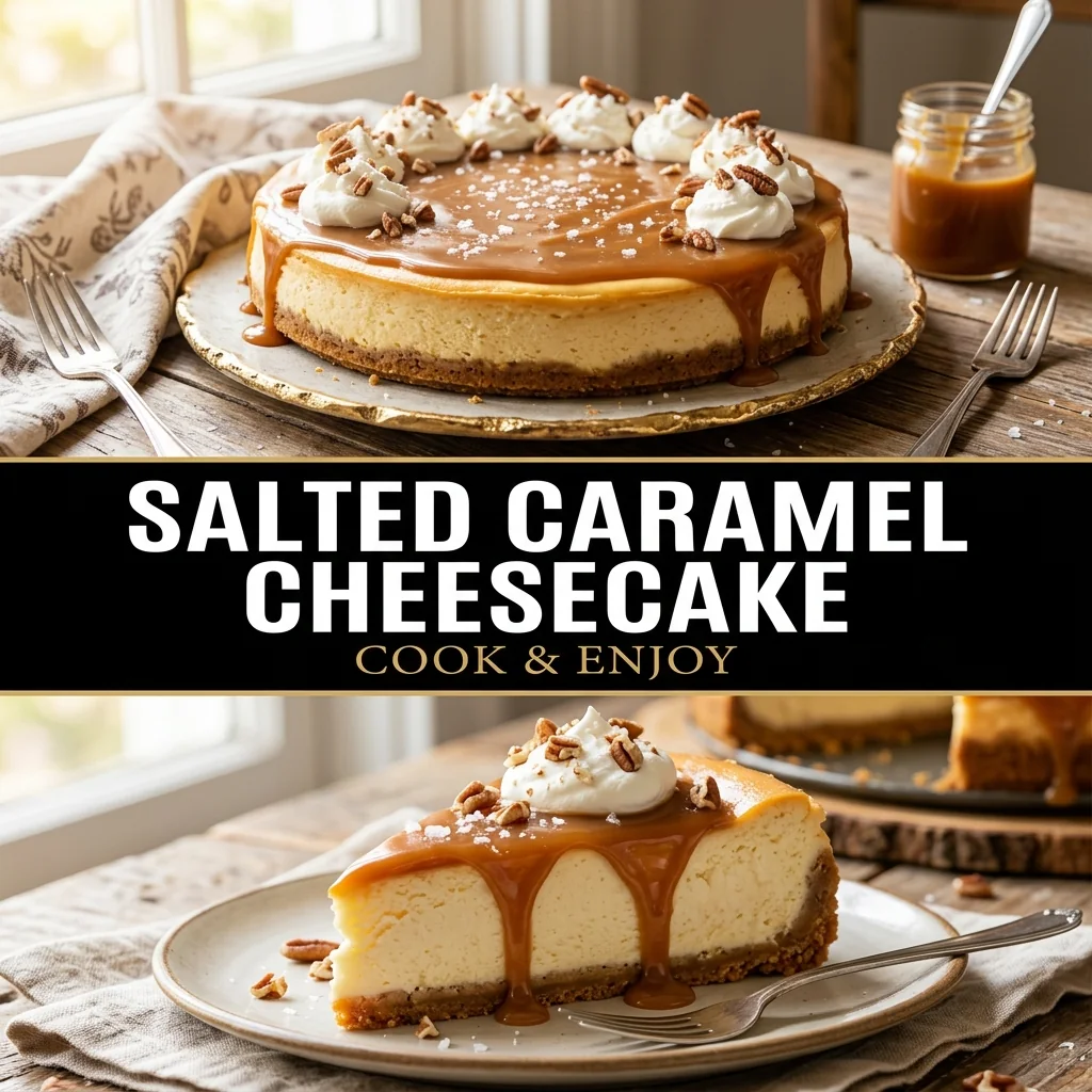 Salted Caramel Cheesecake recipe poster